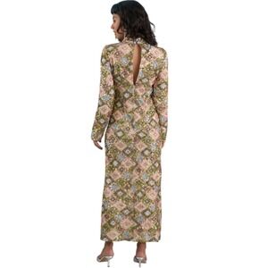 Ghost Spell Sequin Embellished Maxi Dress Geometric Print Long Sleeve XlL